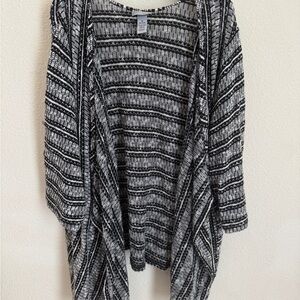 Catherines Black and White Marled Cardigan Sweater